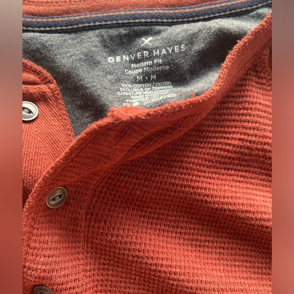 Denver Hayes men’s burnt orange long sleeve henley. Medium - Picture 3 of 4